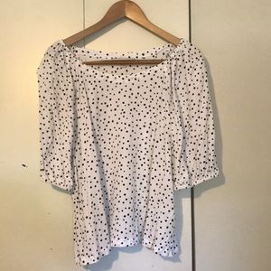 Loft White with Black Dots Blouse